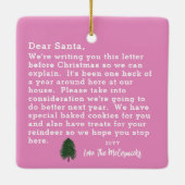 Grappige kerst roze lieve kerstman letter keramisch ornament (Achterkant)