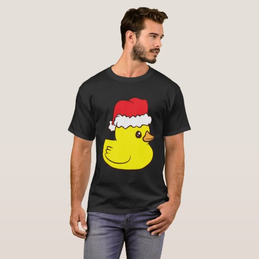 Grappige Kerst Rubber Duck Met Kerstman Hoed Liefd T-shirt (Voorkant volledig)