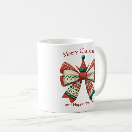 Grappige kerst  rustieke boog met elfen pet koffiemok (Voorkant rechts)