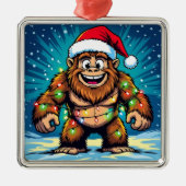 Grappige Kerst Sasquatch Bigfoots Metalen Ornament (Voorkant)
