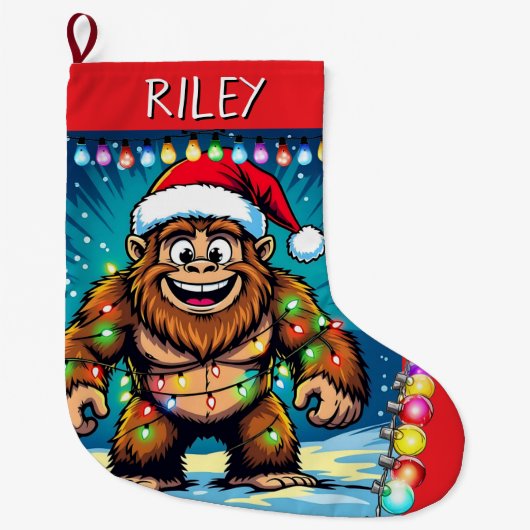 Grappige Kerst Sasquatch Persoonlijk Grote Kerstsok (Voorkant)