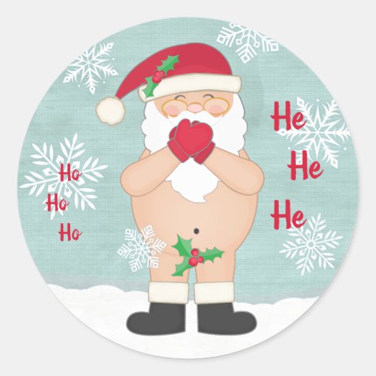 Grappige Kerst Schattigee Custom Ondeugende Santa Ronde Sticker (Voorkant)
