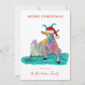 Grappige kerst schreeuwende geit met een kerstmuts feestdagenkaart (Voorkant)