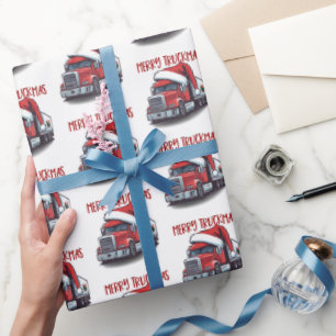 Grappige Kerst Semi Transport Truck Truckmas Cadeaupapier
