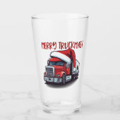 Grappige Kerst Semi Transport Truck Truckmas Glas (Voorkant)
