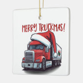 Grappige Kerst Semi Transport Truck Truckmas Keramisch Ornament (Links)