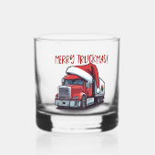 Grappige Kerst Semi Transport Truck Truckmas Whisky Glas (Voorkant)