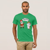 Grappige kerst Shirt, Santa & Eenhoorn botsing T-shirt (Voorkant volledig)