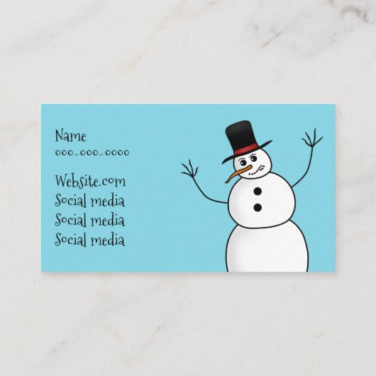 Grappige kerst sneeuwman persoonlijke winkelen visitekaartje (Achterkant)