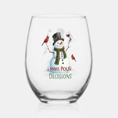 Grappige kerst sneeuwpop vakantie Stemless Wijnglas Zonder Voet (Voorkant)
