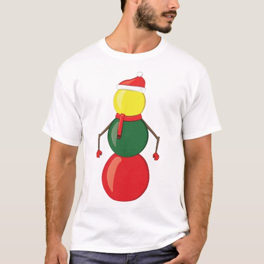 Grappige Kerst Snookerballen Sneeuwman T-shirt (Voorkant)