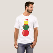 Grappige Kerst Snookerballen Sneeuwman T-shirt (Voorkant volledig)