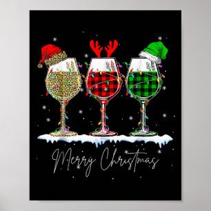 Grappige Kerst Srits Glazen Wijn Xmas Vakantie P Poster