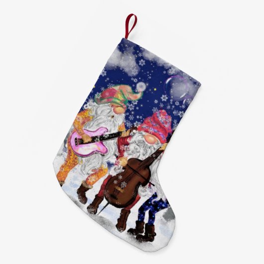Grappige Kerst Stocking Gnome Music Band Kleine Kerstsok (Voorkant (Hangend))
