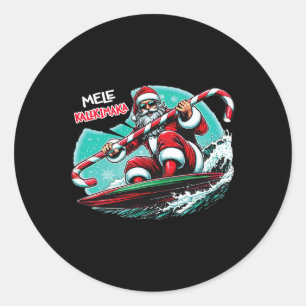 Grappige Kerst Surfen Mele Kalikimaka Kerstman Sur Ronde Sticker