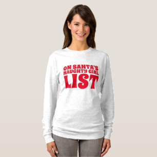 Grappige kerst T-shirts voor dames, NAUGHTY GIRL