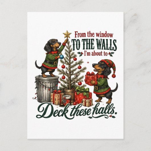 Grappige Kerst Teckel Briefkaart (Voorkant)