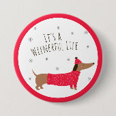 Grappige Kerst Teckel Ronde Button 7,6 Cm (Voorkant)