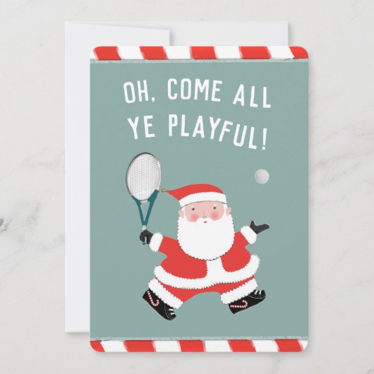 Grappige Kerst Tennis Feestdagenkaart (Voorkant)