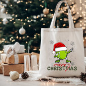 Grappige kerst tennisbal dabbing tote bag