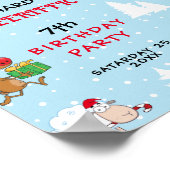 Grappige Kerst Thema Verjaardagsfeestje voor Kinde Poster (Hoek)
