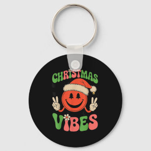 Grappige Kerst Trillingen Lachend Gezicht Kerstman Sleutelhanger