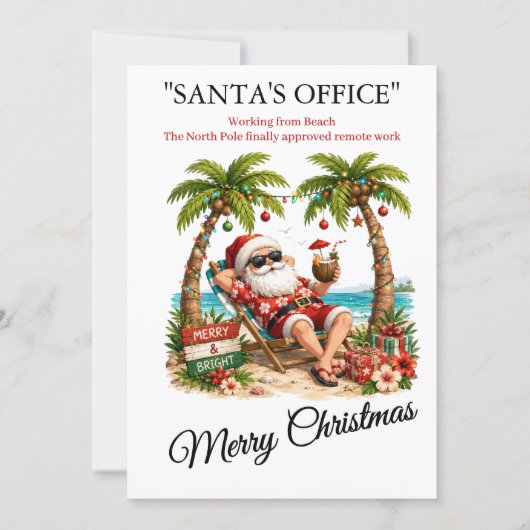Grappige Kerst Tropisch Strand Remote Work Kerstma Feestdagenkaart (Voorkant)