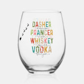 Grappige Kerst Tumbler Dasher Prancer Blitzen Wijnglas Zonder Voet (Voorkant)