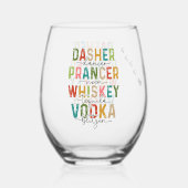 Grappige Kerst Tumbler Dasher Prancer Blitzen Wijnglas Zonder Voet (Achterkant)