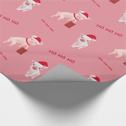 Grappige kerst varken cadeauverpakking cadeaupapier (Hoek)