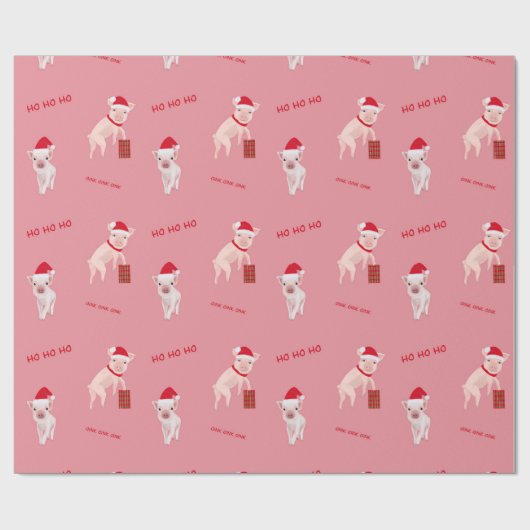 Grappige kerst varken cadeauverpakking cadeaupapier (Vlak)