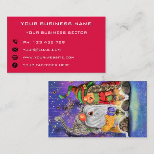 Grappige kerst Visitekaartje Happy Singing Gnomes (Voorkant / Achterkant)