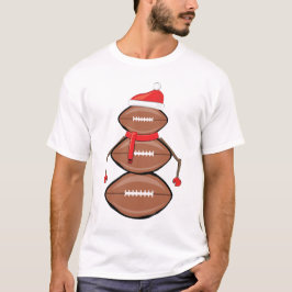 Grappige Kerst Voetbal Ballen Sneeuwman T-shirt