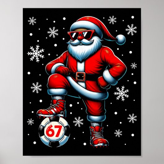 Grappige Kerst Voetbal Cool Sinterklaas 6 7 Meme T Poster (Voorkant)
