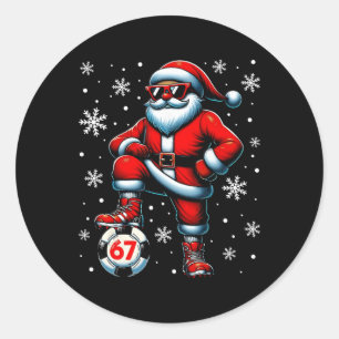 Grappige Kerst Voetbal Cool Sinterklaas 6 7 Meme T Ronde Sticker