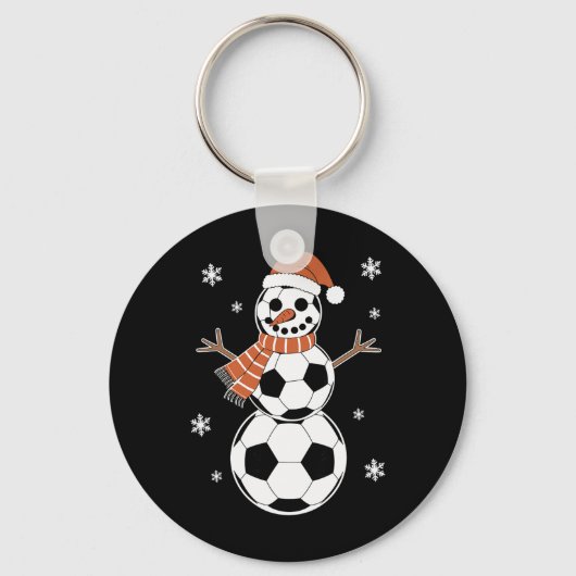 Grappige Kerst Voetbal Truien Als Sneeuwmannen Man Sleutelhanger (Voorkant)