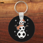 Grappige Kerst Voetbal Truien Als Sneeuwmannen Man Sleutelhanger (Voorkant)