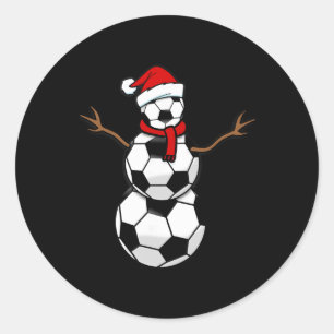 Grappige Kerst Voetbal Truien Kerstman Sneeuwman Ronde Sticker