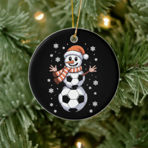 Grappige Kerst Voetbalballen Boom Als Sneeuwman  Keramisch Ornament