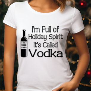 Grappige kerst vol met vakantie wodka spirit t-shirt