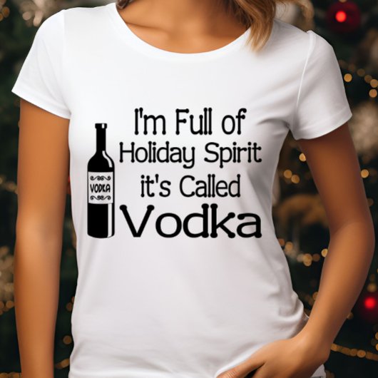 Grappige kerst vol met vakantie wodka spirit t-shirt