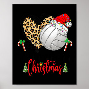 Grappige Kerst Volleybal Hartslag Santa Hat Xma Poster