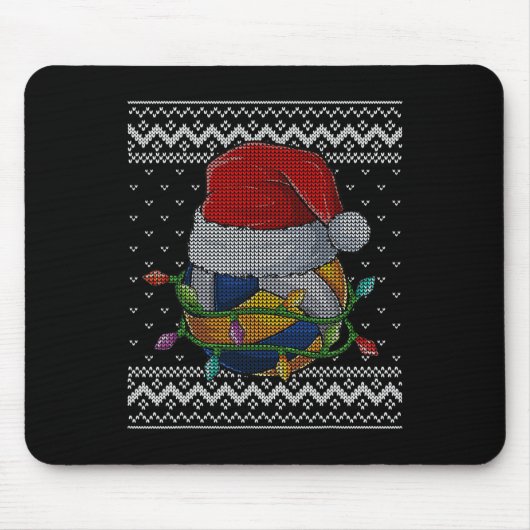 Grappige Kerst Volleybal Santa Hat Xmas Pyjama's Muismat (Voorkant)