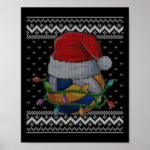 Grappige Kerst Volleybal Santa Hat Xmas Pyjama's Poster