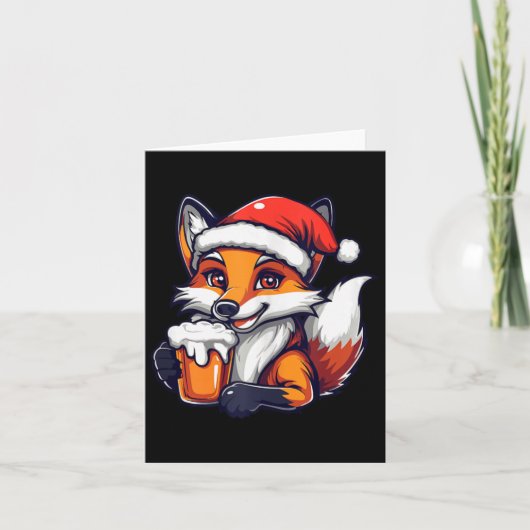 Grappige kerst vos met bier strip kaart (Voorkant)