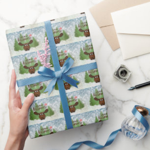 Grappige Kerst Vrolijk Kissmoose Cadeaupapier