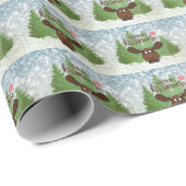 Grappige Kerst Vrolijk Kissmoose Cadeaupapier (Rol Hoek)