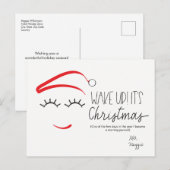 Grappige kerst Wakker worden Het is kerst wimpers Feestdagenkaart (Voorkant / Achterkant)