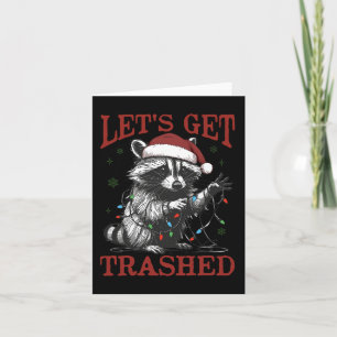Grappige kerst wasbeer Get Trashed Santa Feral Xm Kaart
