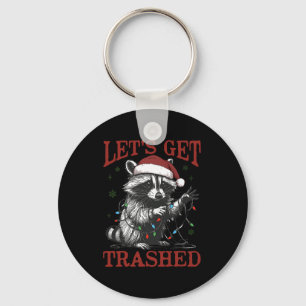 Grappige kerst wasbeer Get Trashed Santa Feral Xm Sleutelhanger